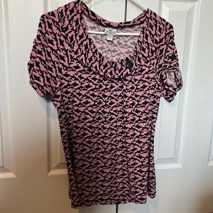 Pink and black, short sleeved shirt